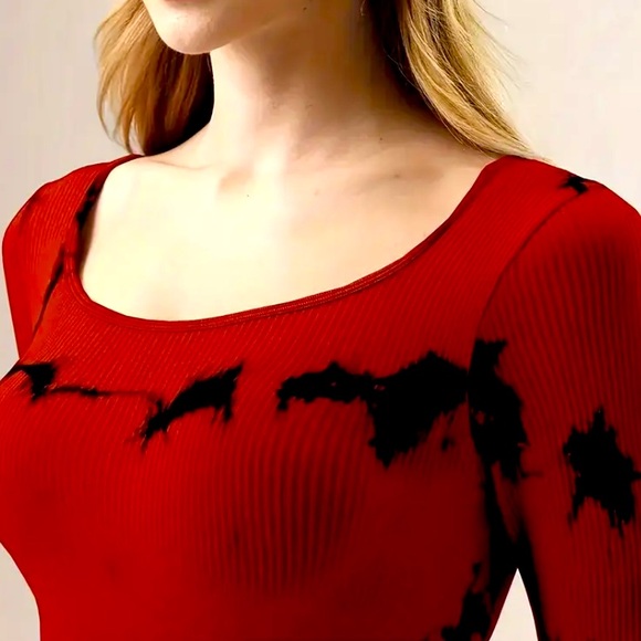 Callie Lives Miz Ribbed Activewear Tie Dye Charcoal or Red Scoop Neck Jumpsuit - Picture 4 of 8